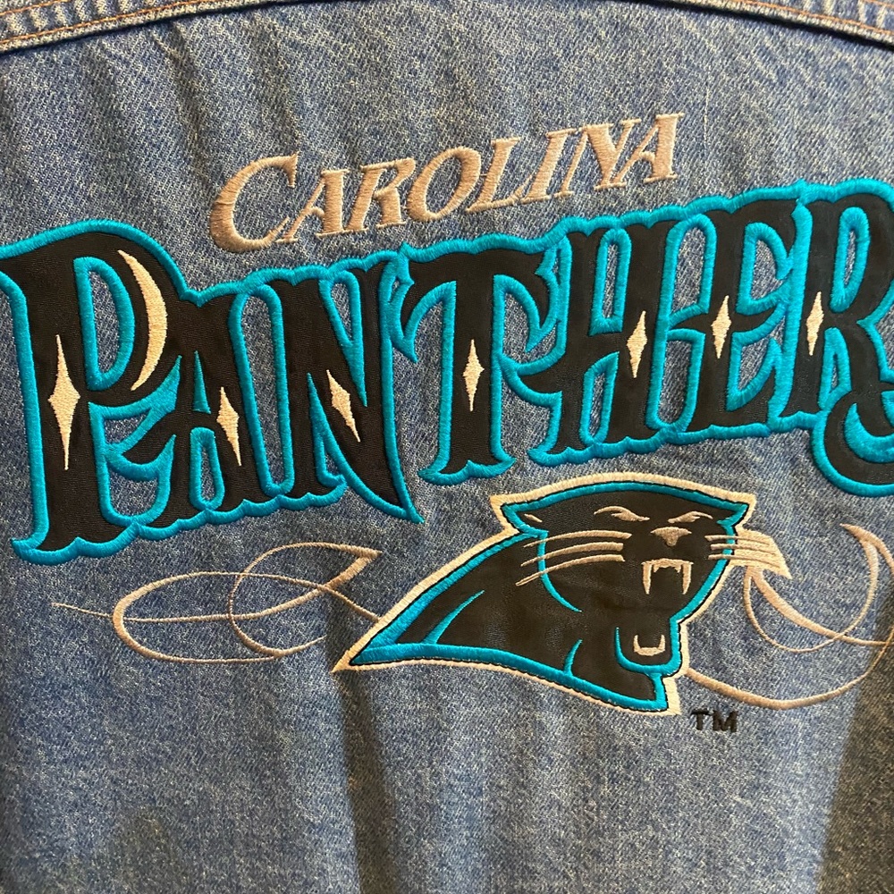 NFL both Carolina panthers blue Jean denim jacket vintage /